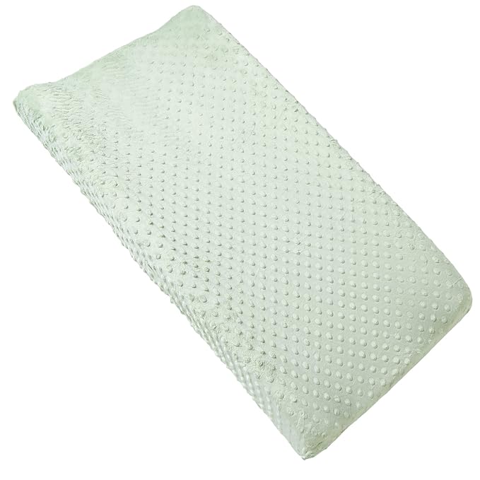 Solid Changing Table Pad Cover Cradle Sheet, Fits 32"/34''x16 Contoured Diaper Changing Pad, Ultra Soft Cozy Dots Plush Changing Table Covers, Breathable Wipeable Removable (Green)