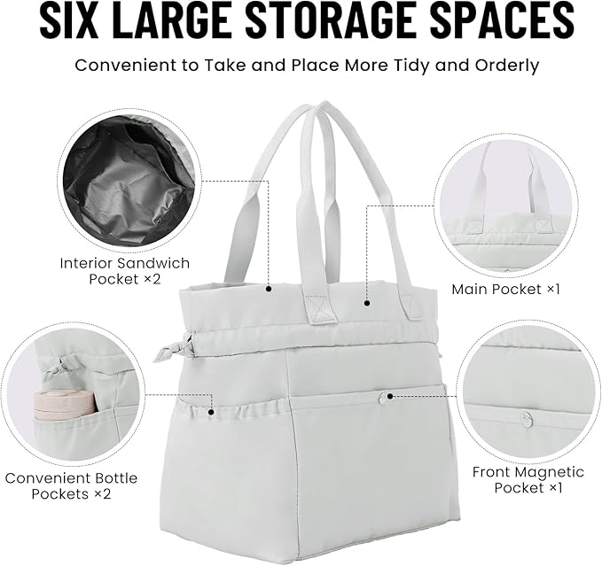 Lunch Bag for Women Men Reusable Drawstring Insulated Lunch Box Stain-Resistant Large Lunch Bags Perfect for Work Picnic Gray