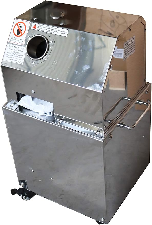TECHTONGDA Sugarcane Press 110V 3 Rollers Sugar Cane Juicer Electric Sugar Cane Ginger Press with 304 Stainless Steel Rollers and Water Injection Hole 660lb/h Productivity for Commercial Use