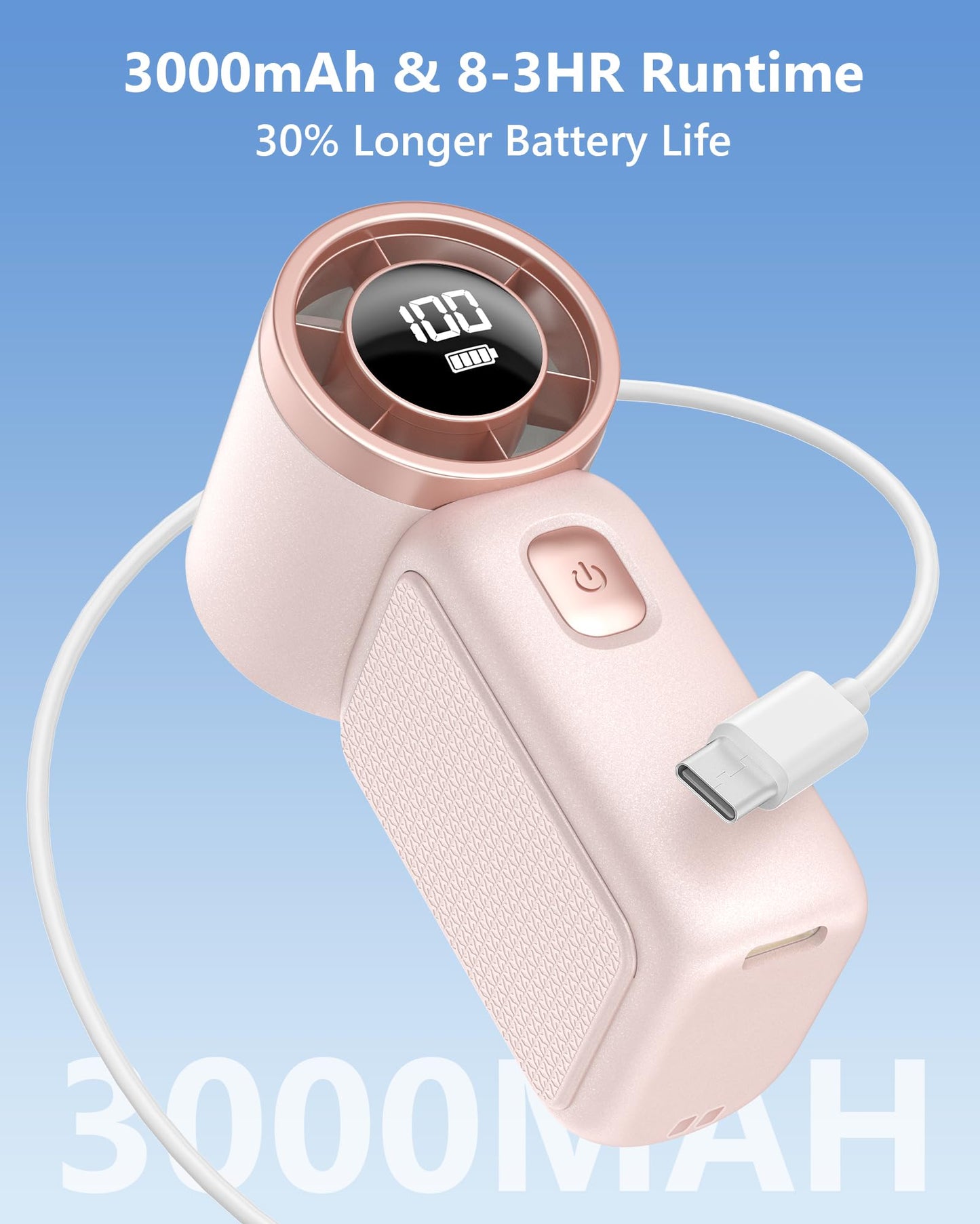 Ageyou Portable Handheld Mini Fan, 6 Gear Wind, Hand Small Travel Personal Held Fans, Rechargeable Turbo Fan, Gifts For Women Me
