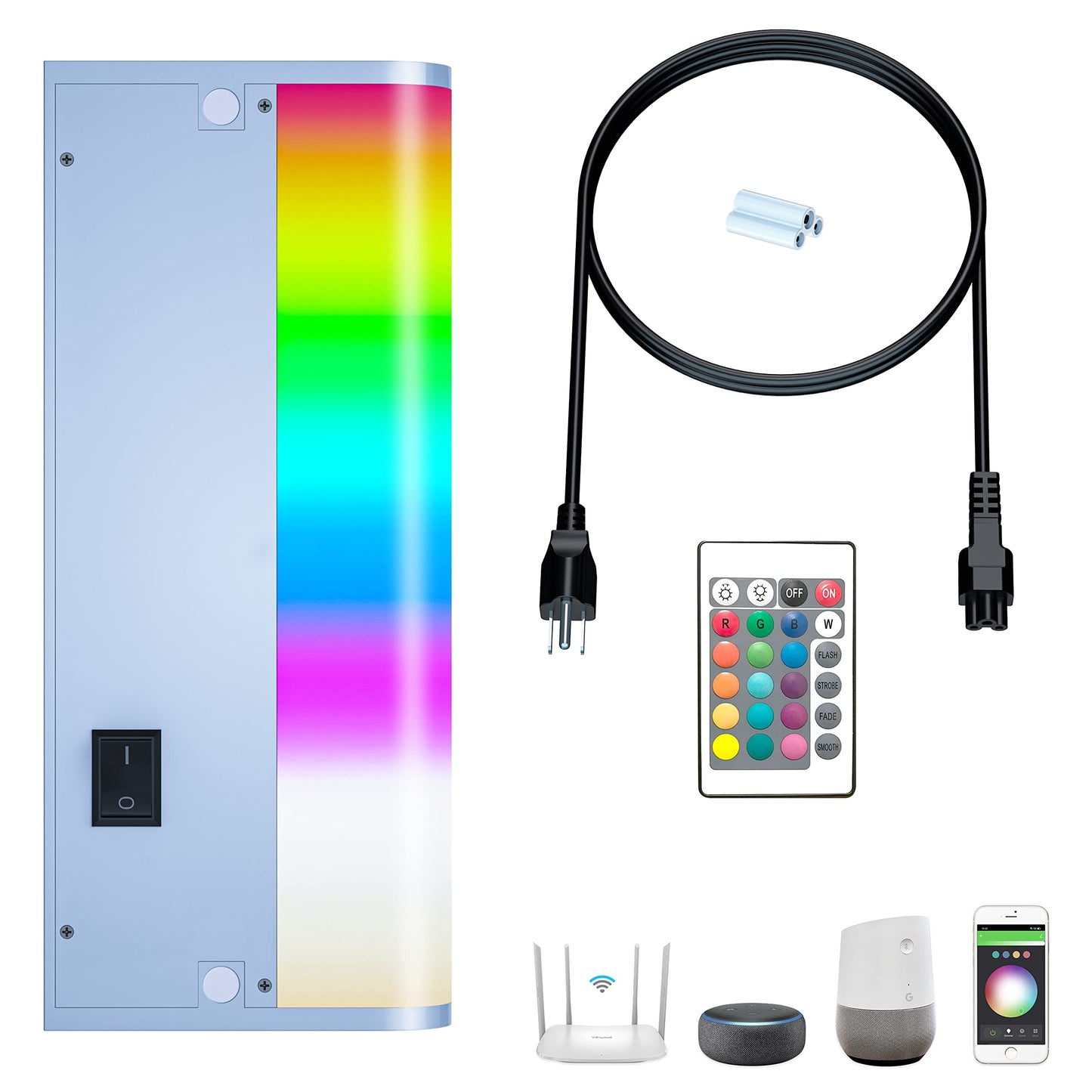 LAMPAOUS LED Smart Under Cabinet Lights, Dimmable RGBCW, 12 Inch, Hardwired or Plug-in, Remote Control, Compatible with Alexa/Google