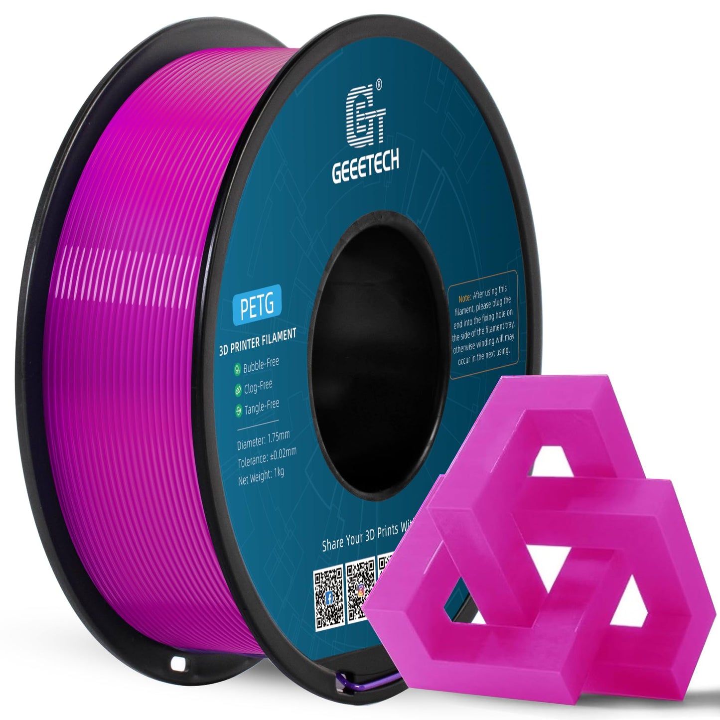 Geeetech Petg Filament 1.75Mm, 1 Kg (2.2Lbs) Spool 3D Printer Filament, High-Toughness, 0.02Mm Accuracy, Neatly Wound & Moisture