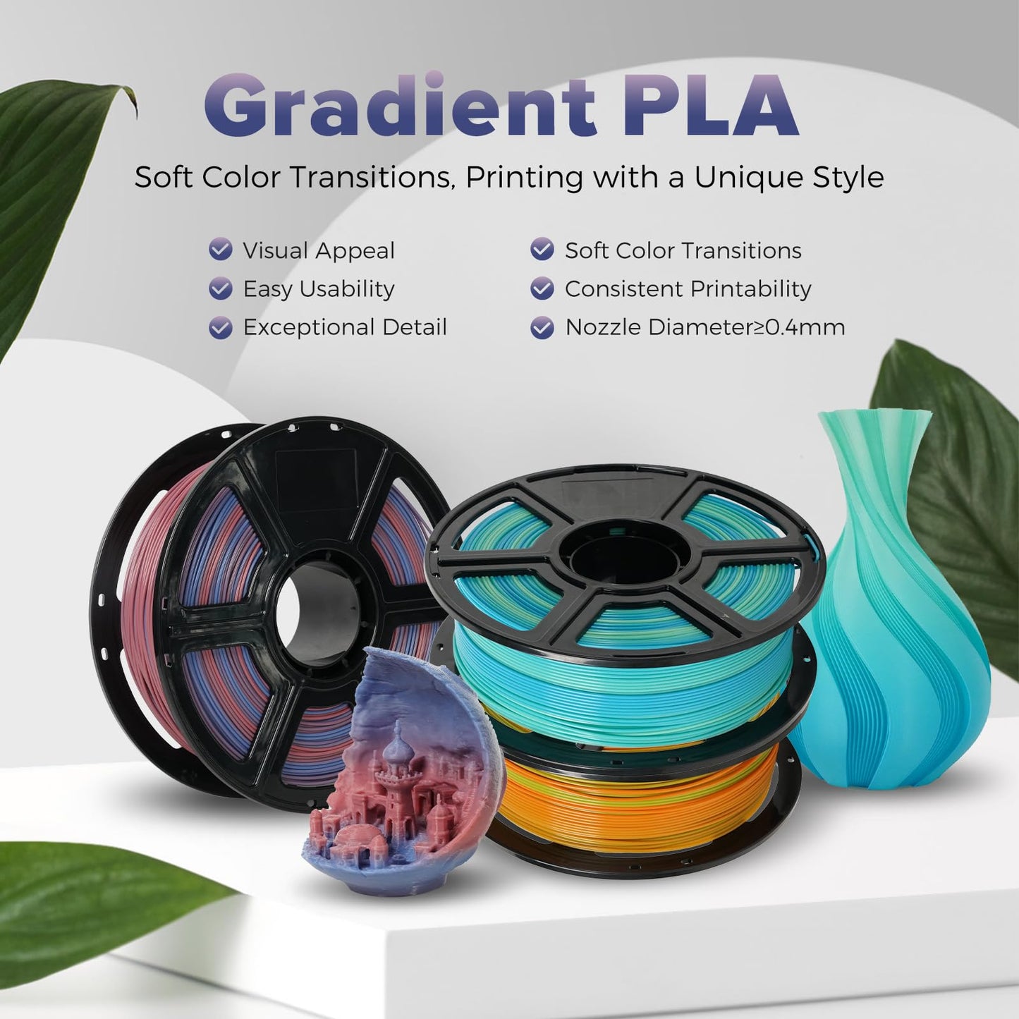 Flashforge Pla Filament 1.75Mm +/- 0.02Mm Blue To Pink Gradient, Smooth Color-Changing 3D Printer Filament 1Kg (2.2Lbs) Spool, 3