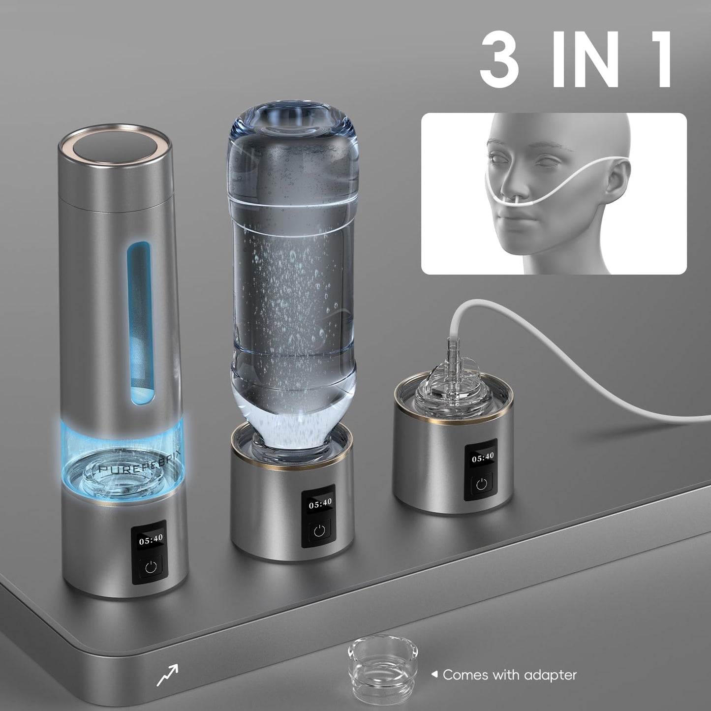 Hydrogen Water Bottle Generator - Up to 8100 PPB | Certified H2 Generator-Portable Alkaline Water Pitcher | 3 Hydrogen Modes| Platinum-Iridium Catalyst | Healthy Gift