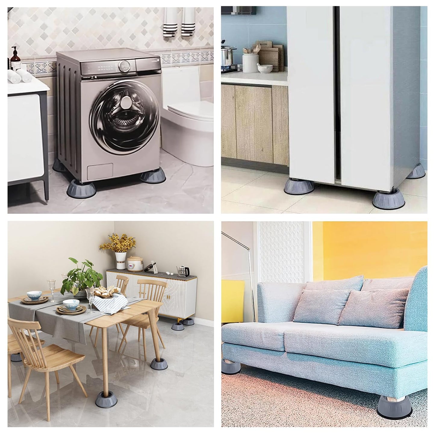 Anti Vibration Pads for Washing Machine,4 Pcs Reduce Noise Rubber Feet Pads for All Kinds of Furniture,Grey