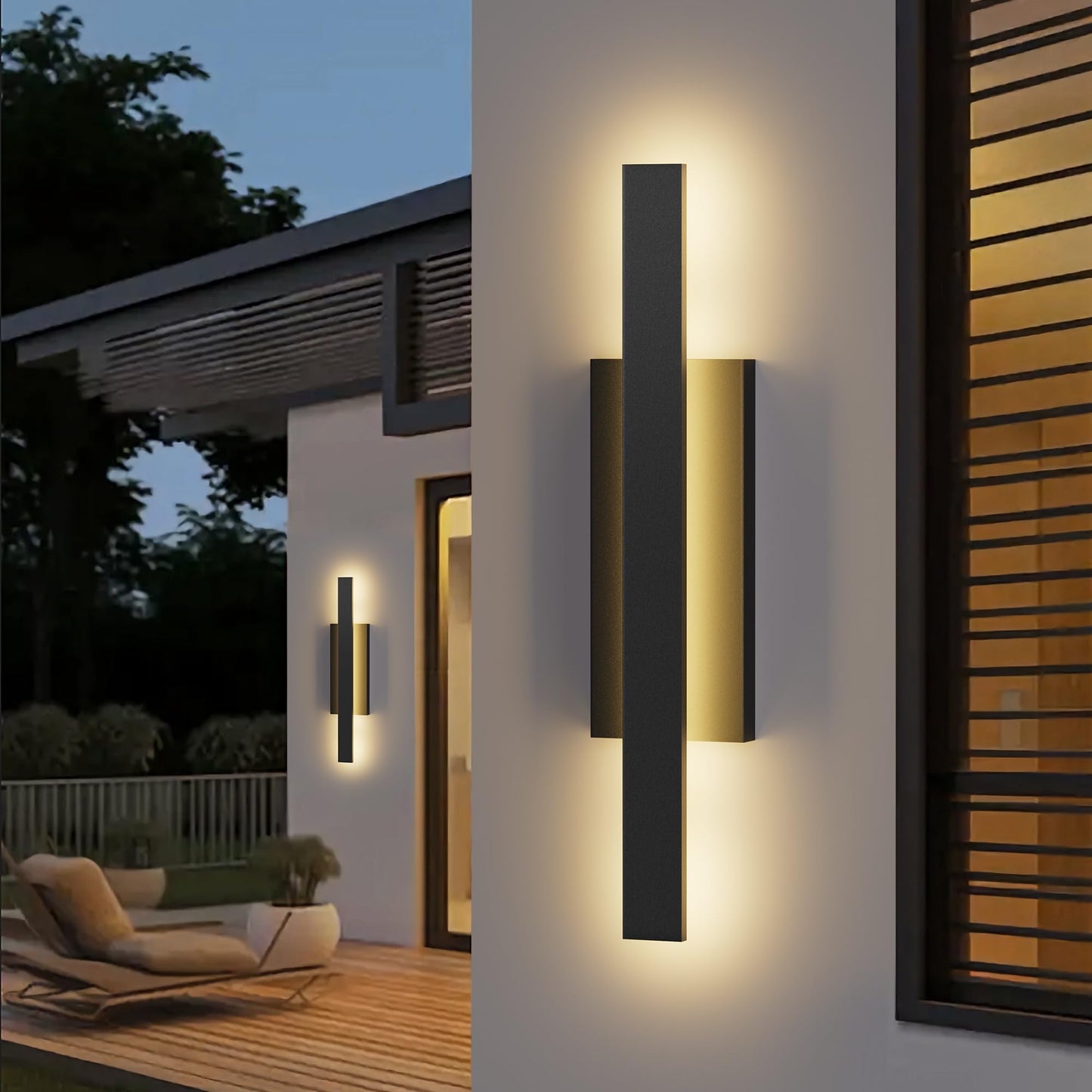 Lamqee 31 Inch Aluminum Long Outdoor Wall Lights  3000K 1600Lm 32W Led Modern Exterior Lighting Fixtures  Ip65 Waterproof Matte Black Linear Outside Sconce Wall Mount For House Porch Patio Garage Door