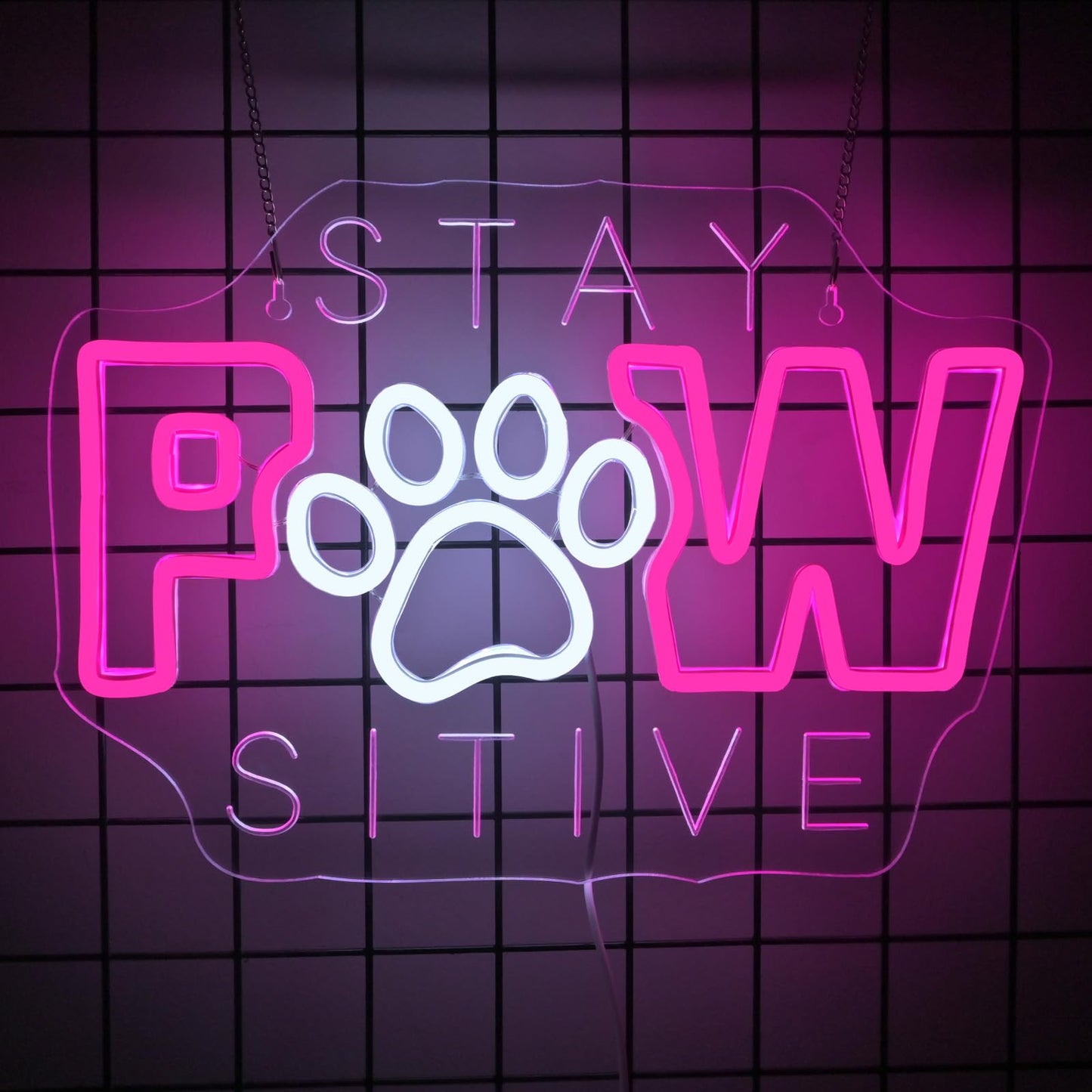 Jurong Stay Pawsitive Neon Signs For Wall Decor  Dimmable Led Light Up Signs  Cat Paw Shaped Neon Light  Usb Powered  For Home  Party  Gift  Office  Bedroom  Shop  Classroom
