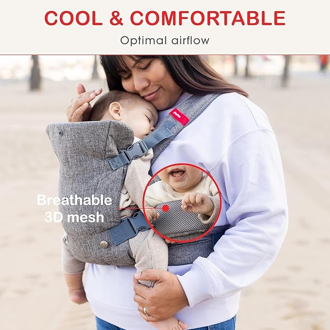 You+ME 4-in-1 Baby Carrier Newborn to Toddler 8-32 lbs - All-Position, Hip-Healthy Newborn Carrier, Adjustable Baby Carriers with Breathable 3D Mesh Panels & 2-in-1 Snap-On Bib (Gray)