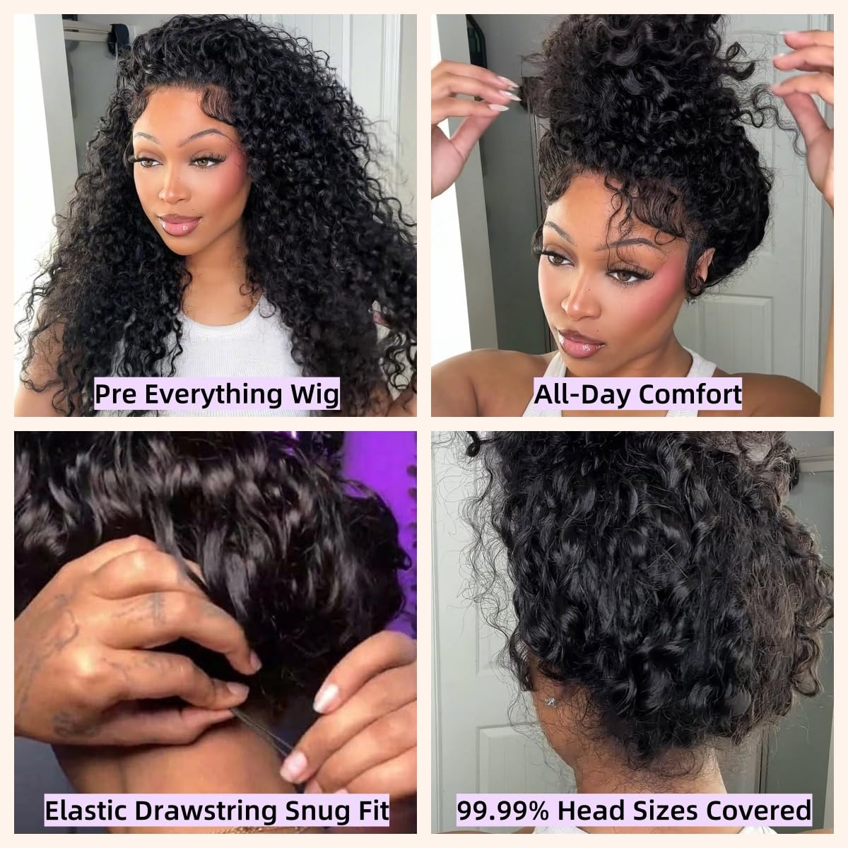 snv 220 Density 13x6 Glueless Wigs Invisible Strap Snug Fit Ready to Wear HD Lace Front Wigs Human Hair Pre Plucked Pre Cut Deep
