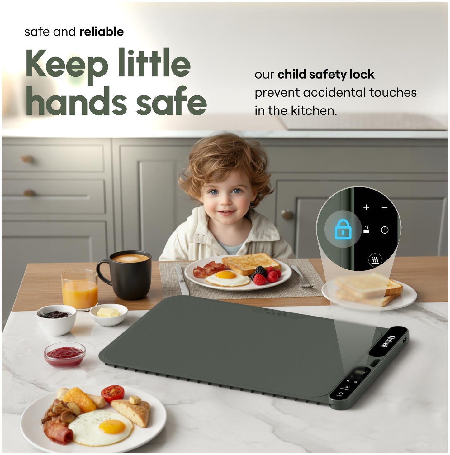 Quiveli Plateful Food Warming Mat For Food - 24x15", With Child Lock - Warming Pads For Food Heat Mats For Kitchen Counter - Food Warming Mat To Keep Food Warm For Party