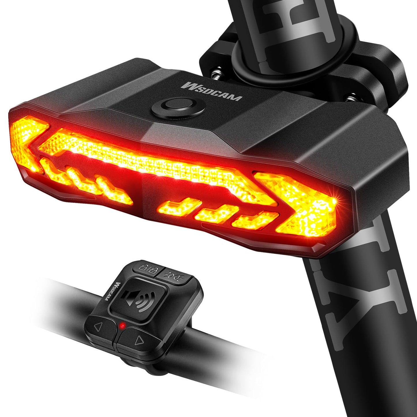 WSDCAM Smart Bike Tail Light with Turn Signals, Waterproof, Rechargeable, Black