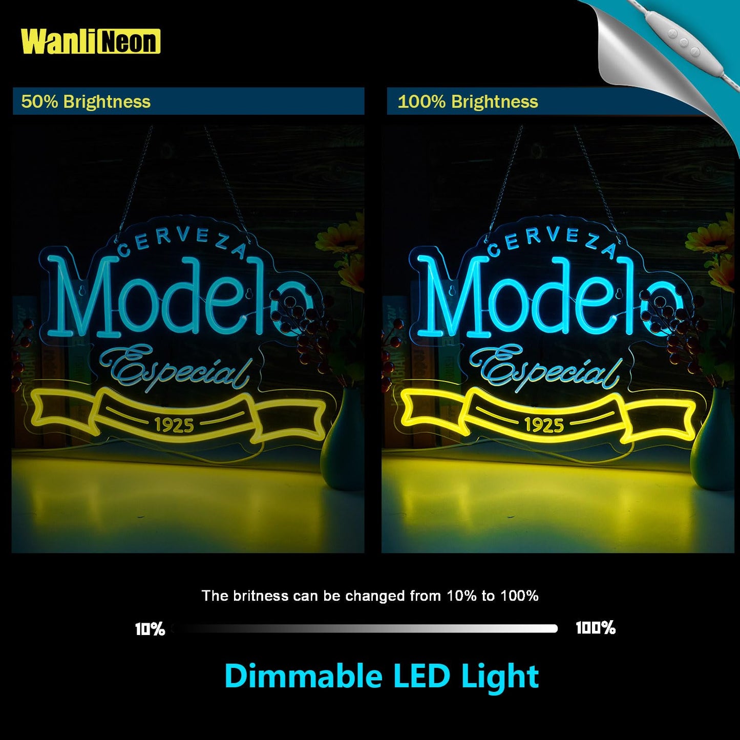 Model Neon Sign for Wall Decor, Beer Bar Dimmable LED Lights Signs for Man Cave Bedroom Home Shop Pub Bistro Party Hotel Game Room Decor Gifts, USB Powered
