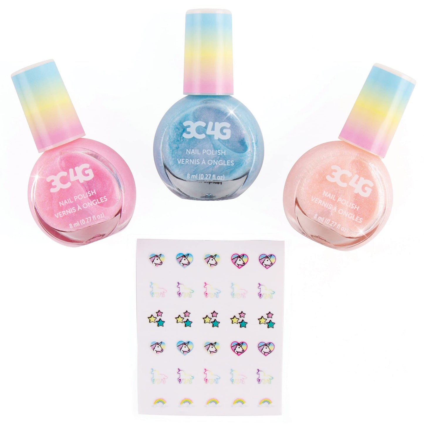 3C4G Unicorn Shimmer Nail Polish Trio, Bring Magic to Life with These 3 Holographic Nail Polishes, for Ages 8 and up by Make It