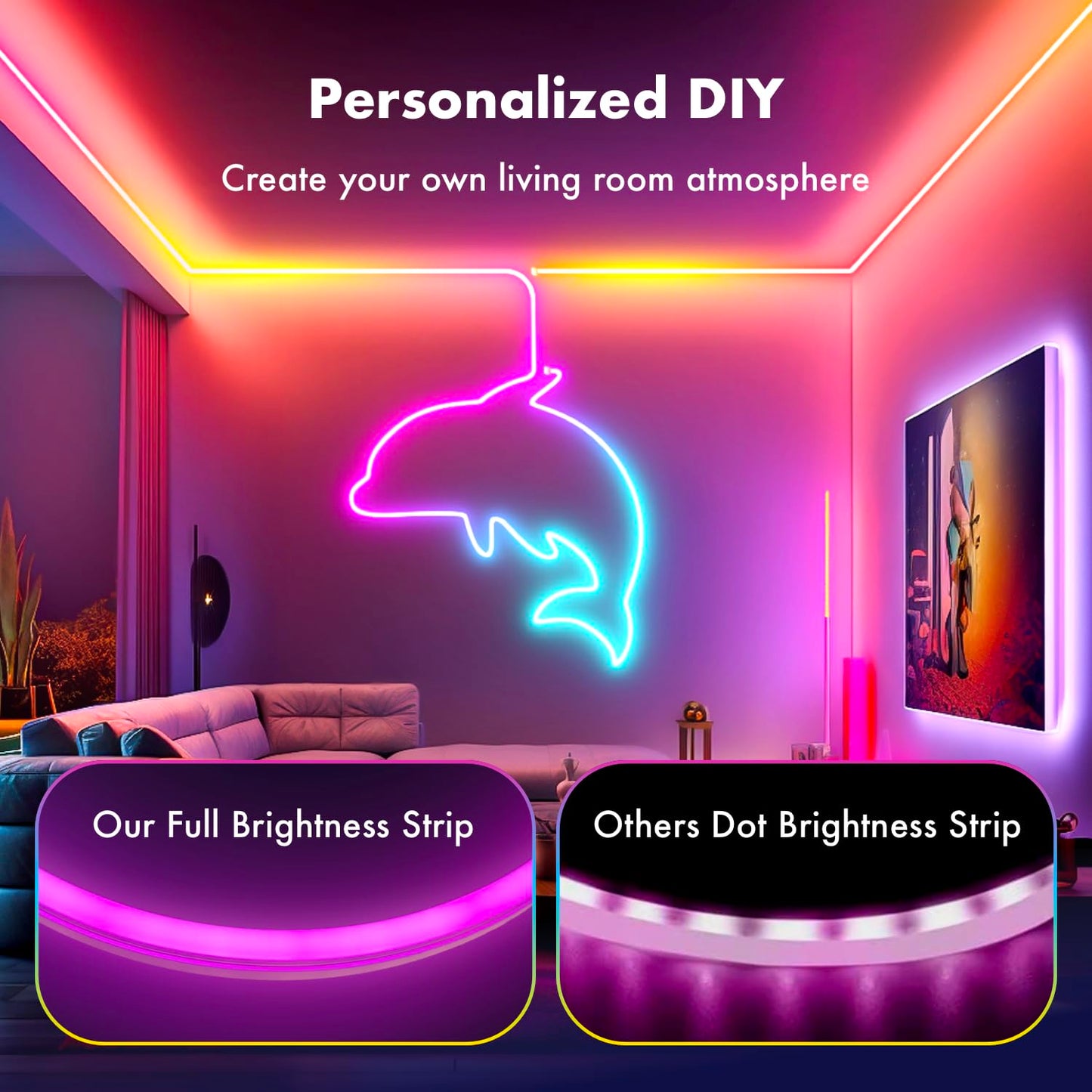 HRDJ LED Strip Lights, 16.4FT, IP67 Waterproof, Multicolor, APP Control, Music Sync, Model YingLX-5050LY5M