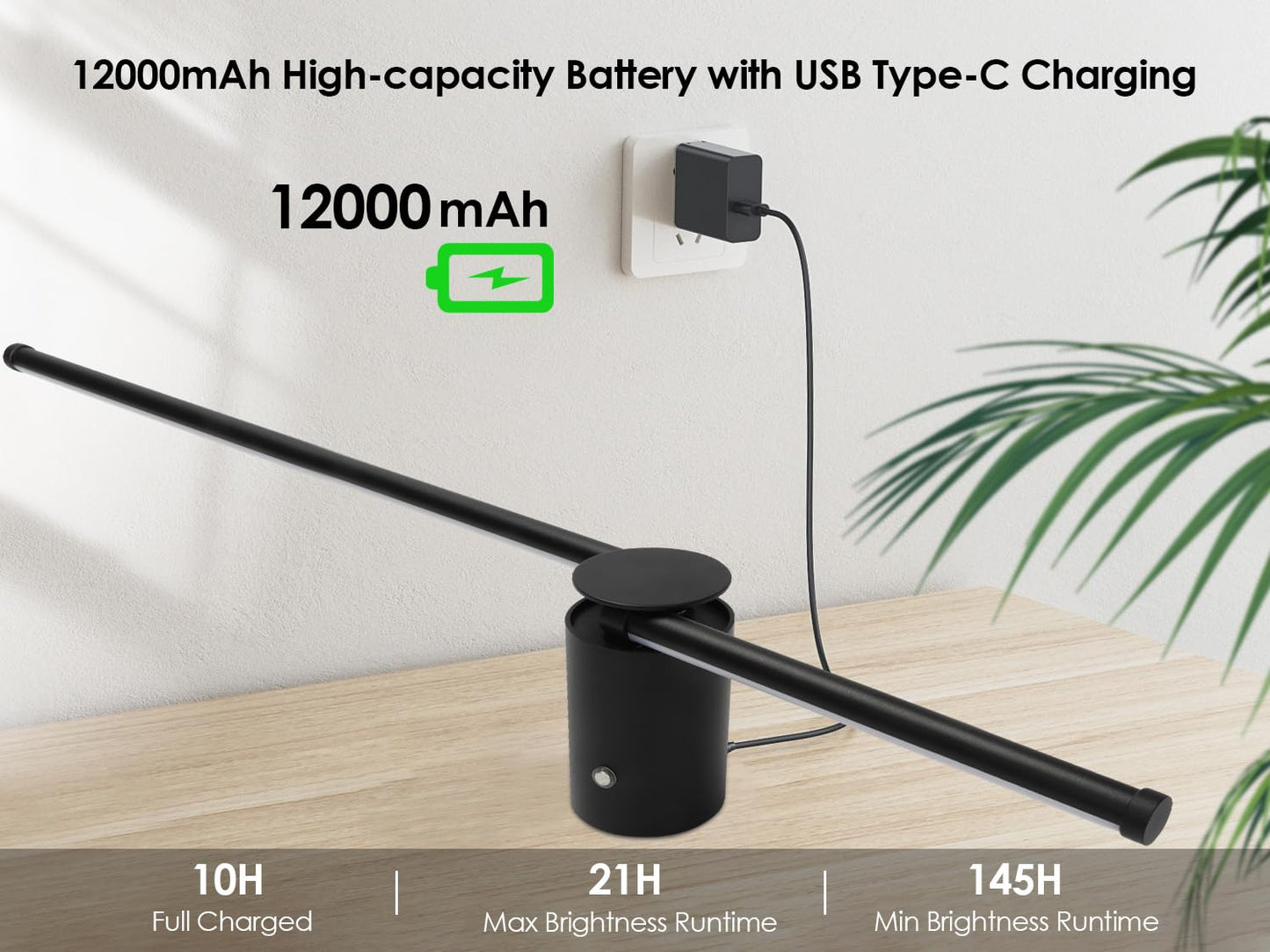 Goodate 39.4 Inch Battery Operated Wall Sconces Set, Dimmable Led, Remote Control, 12000Mah, Black, 2Pack, Model Dc-Cgz
