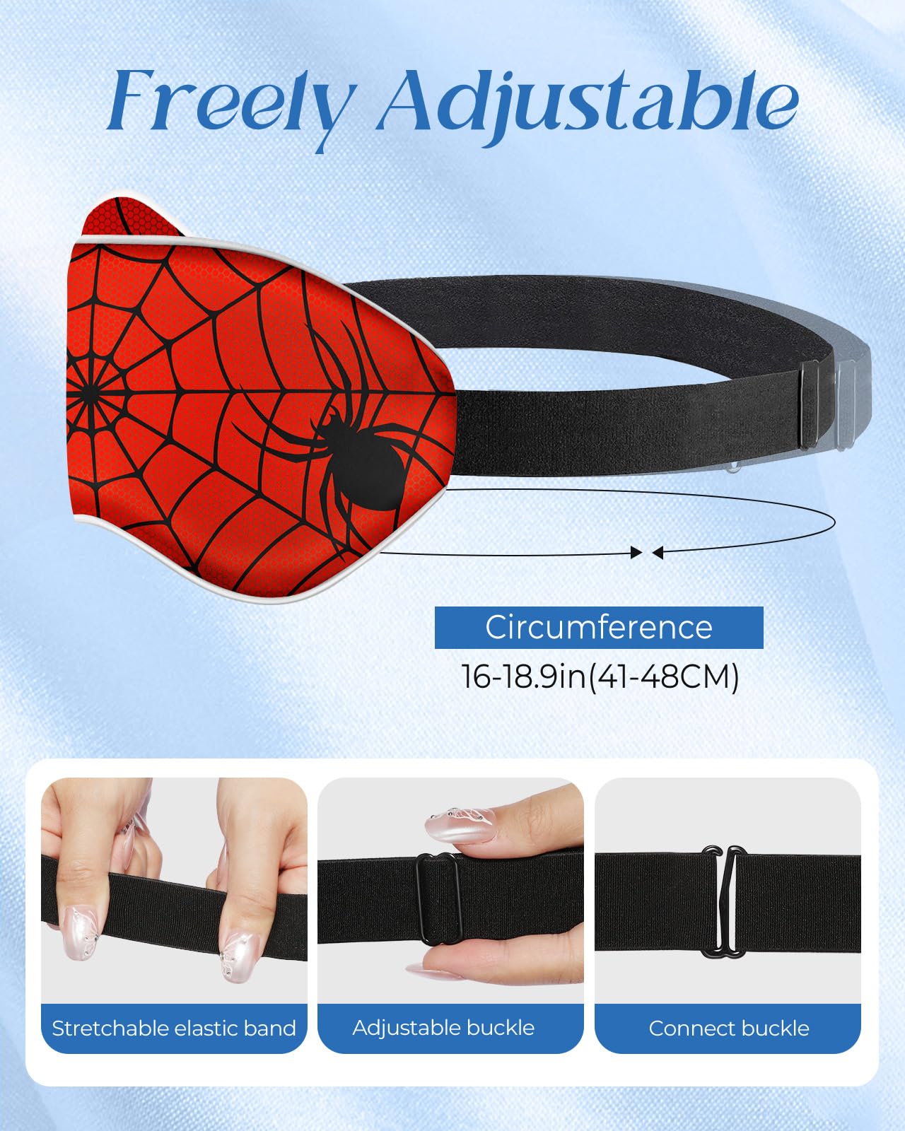 Miss Adola Silk Sleep Mask for Kids - Cute Cartoon Eye Cover for Boys Girls Teens With Soft Smooth Adjustable Straps, Red Zhizhu