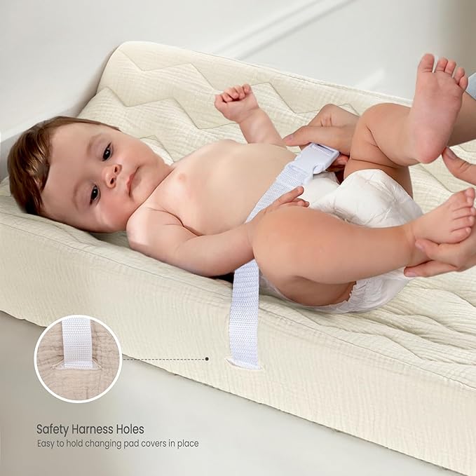 lulumoon Muslin Changing Pad Cover: Baby Cotton Quilted Changing Table Cover - Soft Changing Pad Sheets for Boys Girls