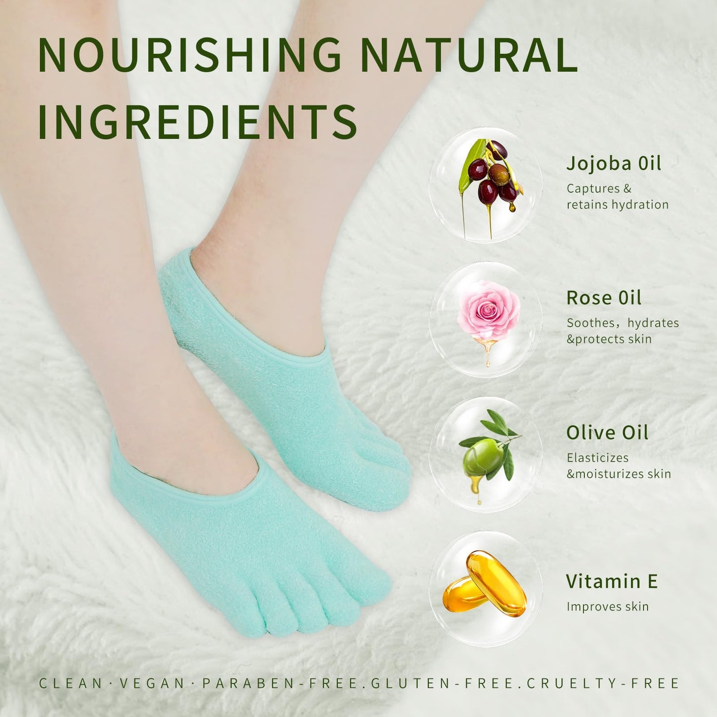5-Toe Gel Lined Moisturizing Socks - Separate & Soothe with Aloe & Shea Infusion - Women & Men Fuzzy Spa Socks for Dry Cracked H