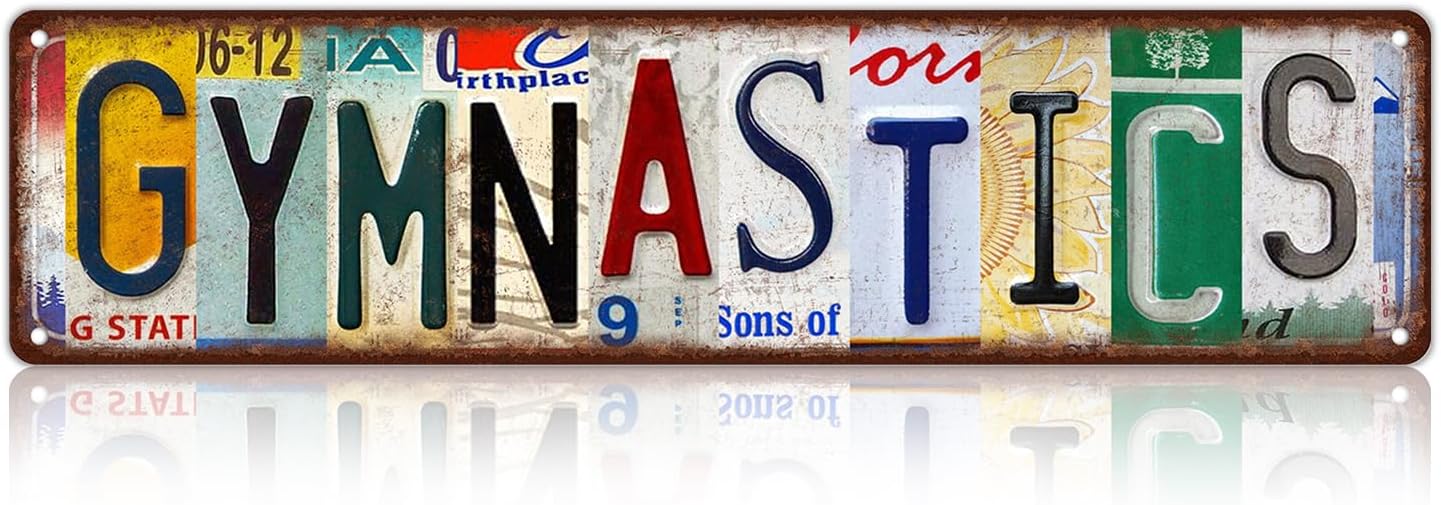 Vintage Sport Metal Tin Signs Gymnastics Street Signs Man cave Home Room Bar Wall Decor 16 x 4 Inches