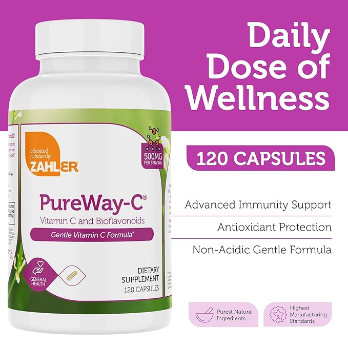 Zahler Vitamin C 500mg - Vitamin C Capsules 500mg with Bioflavonoids - Gentle on Stomach - Immune Support - Gluten Free Non-GMO VIT C 500mg Vitamin C Supplement for Adults (120 Count)