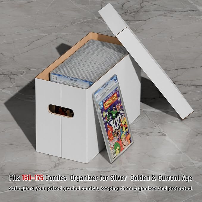 NUMINA Comic Book Boxes – 6 Pack Short Boxes | Fits 150–175 Comics | Comic Book Storage Organizer for Silver & Current Age | Durable Stackable Cardboard Box