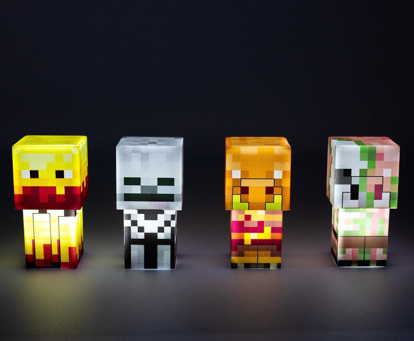 Ukonic Minecraft Mini Mob Mood Lights | LED Table Lamp | Skeleton, Blaze, Piglin, Zombified Piglin | Blue | One Size
