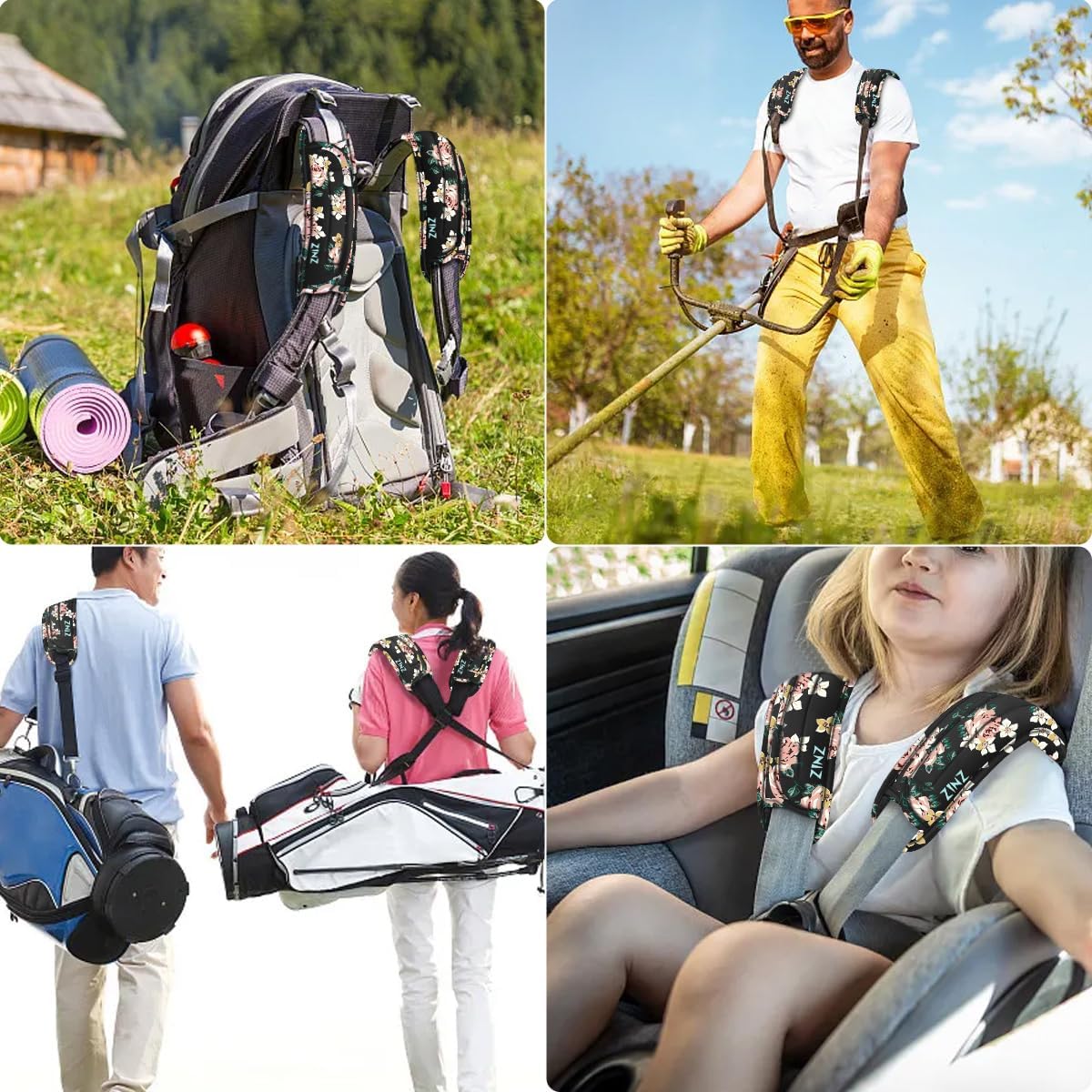ZINZ 2-Pack Universal Shoulder Pad with Ultra thick Cushion for Bag Luggage Bag Crossbody, Plus Long & Anti-Slip & Breathable,Dark Rose-2Pack