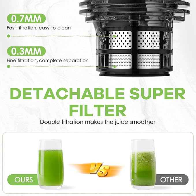 Cold Press Juicer, 5.8" Wide Feed Chute Juice Extractor Machine with 400W, High Juice Yield, Slow Masticating Juicer for Whole Vegetables & Fruits, Gray-Stainless Steel