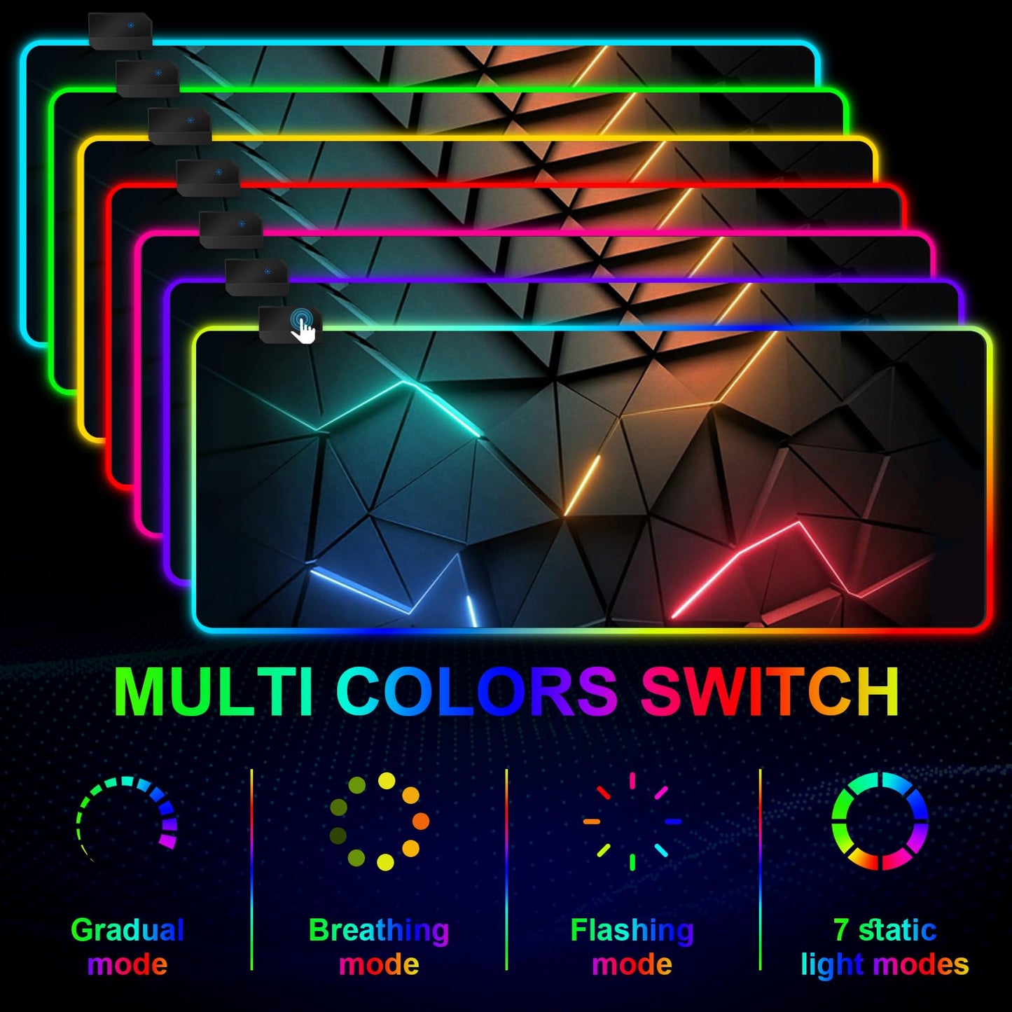 RGB Mouse Pad Desk Pad, Large Gaming Mousepad with LED Light 13 Light Modes Touch Control Extended Soft Computer Keyboard Mat Pad, Desk Mat with Non-Slip Rubber Base for MacBook & Laptop(31.5X11.8)