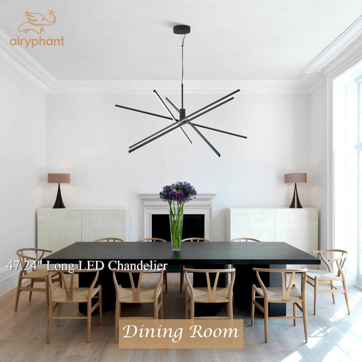 Airyphant Modern 47-Inch Big Chandelier For High Ceiling  Large Foyer Chandelier For Living Room Foyer Dining Room Ceiling Lighting Fixture For Staircase 85W