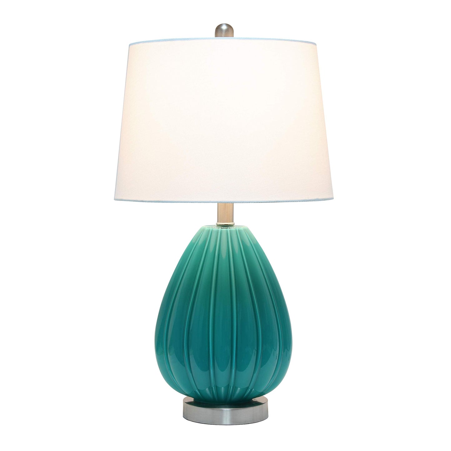 Elegant Designs Teal Table Lamp, Fabric Shade, Model LT3320-TEL, Glass Material