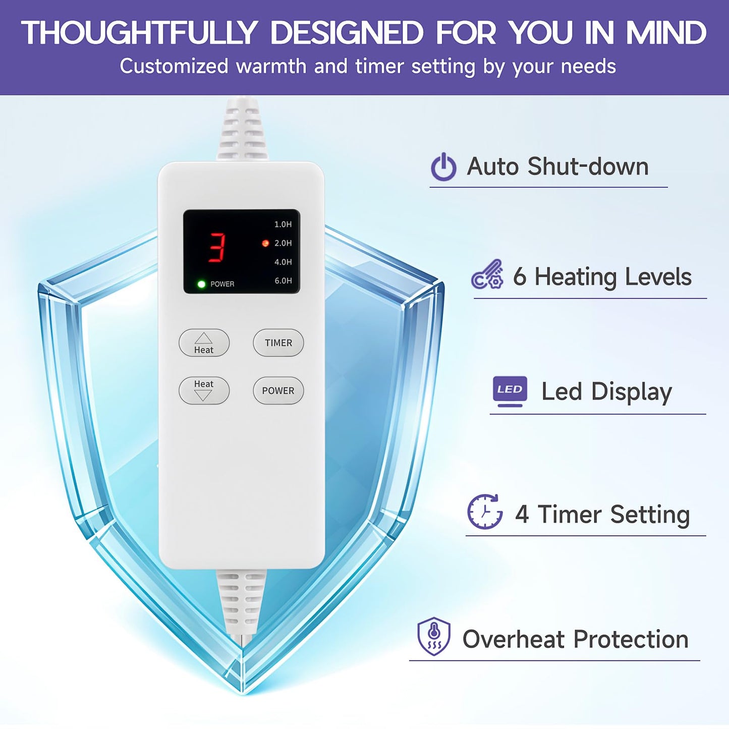 Heating Pad for Back Pain & Cramps Relief, Electric Heating Pad for Neck/Shoulders/Legs/Arms/Knee, Dry&Moist Heating Pads, 6 Heat Settings, Auto Off, Machine Washable, Gifts for Women(20''x24'')