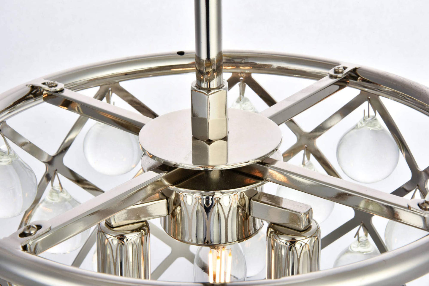 Elegant Lighting Madison 3-Light Pendant Lamp, 12in Depth x 9in Height, Mocha Brown Finish, Crystal, Model 1213D12MB/RC