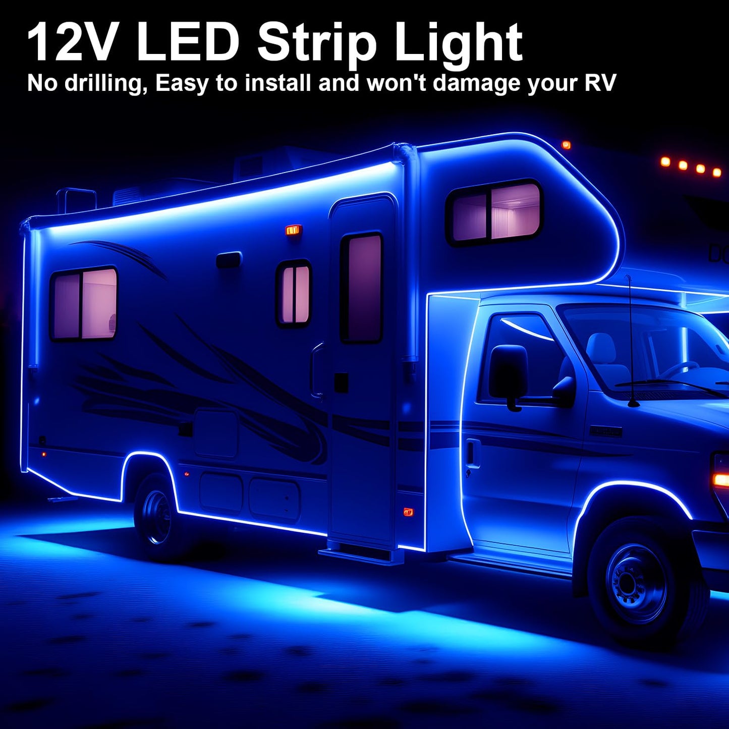 20Ft Rv Awning Lights  12V Blue Rv Led Strip Lights  Ip68 Waterproof Camper Awning Lighting For Motorhome Travel Travel Trailers  Camper  Food Trucks