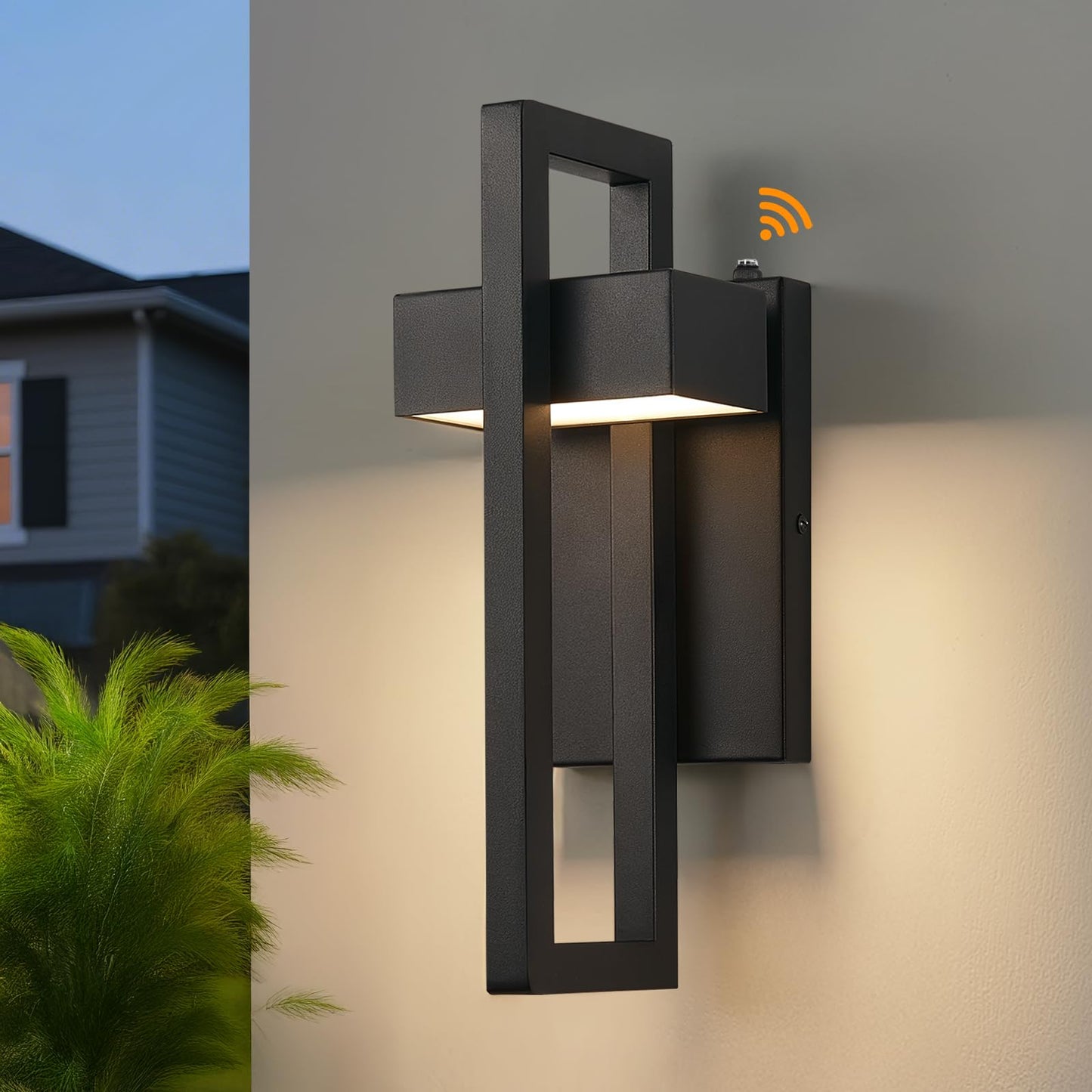 Tewei Led Outdoor Wall Sconce Dusk To Dawn Outdoor Lighting  Modern Exterior Lighting Fixtures  Black Led Front Porch Lights Outside Wall Mount Lights For House  Hallway  Warm White 3000K  1 Pack