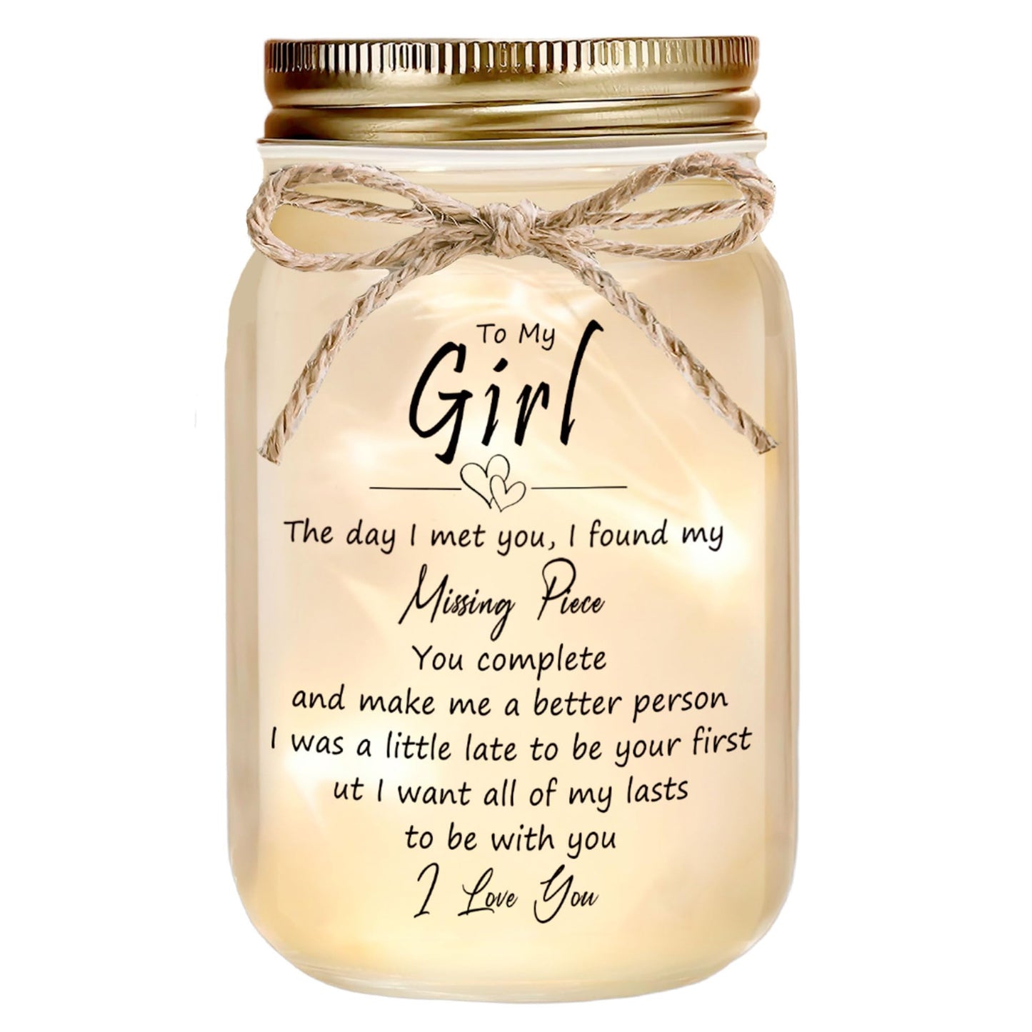 Rxyjlhjx Thoughtful Girlfriend Gift - Mason Jar Night Light For My Girl  Unique Birthday ValentineS Day Christmas & Thanksgiving For Her  Long Distance Relationship Gift