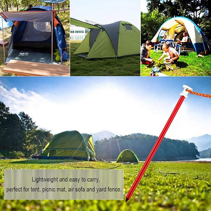 Tent Stakes Pegs 9 inch, Lightweight Aluminum Alloy Tent Canopy Nail for Outdoor Camping, Hiking, Picnic Blanket, Beach Mat, Yard Fence 8 Pack