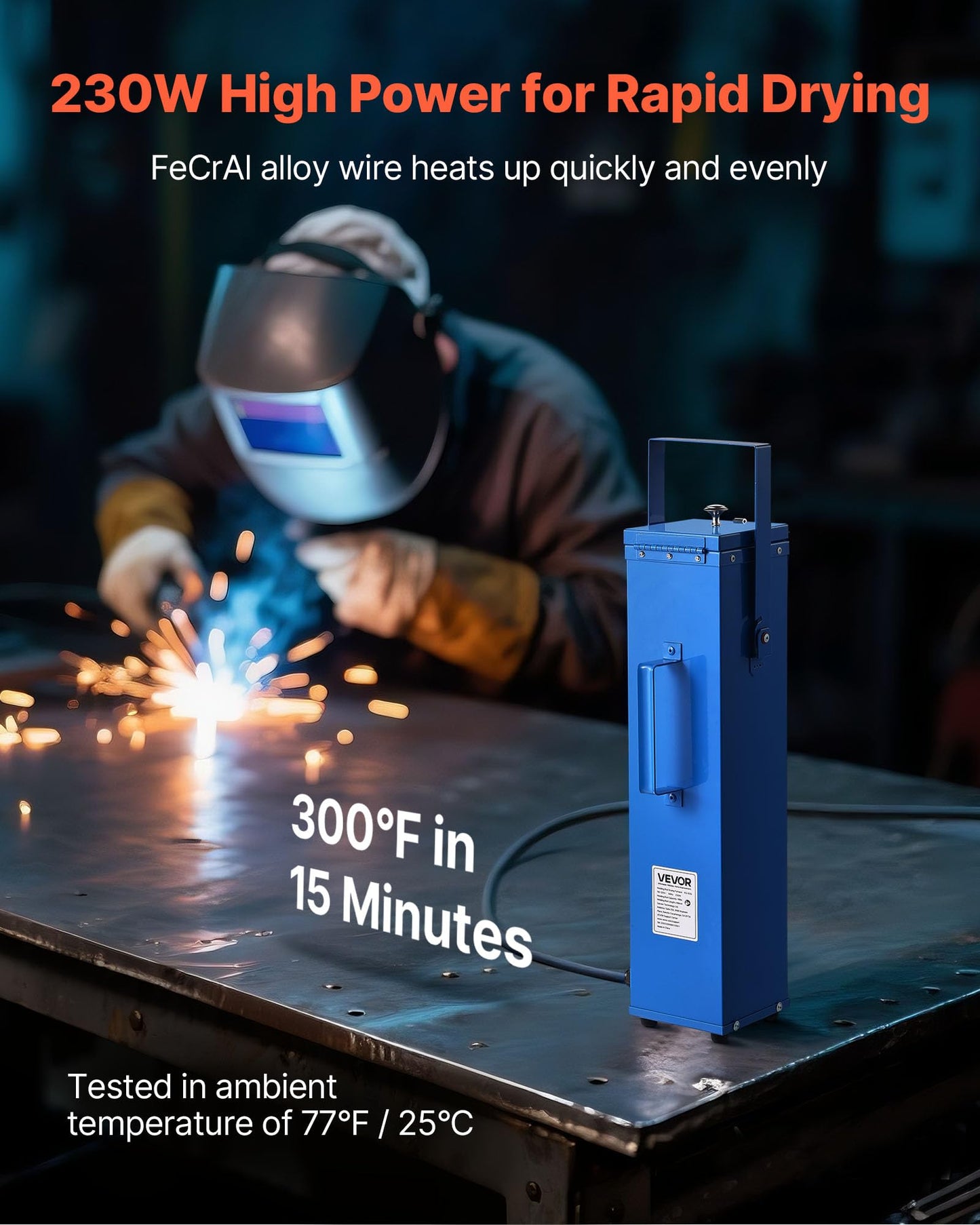 Vevor Portable Welding Rod Oven, 10Lbs Capacity Electrodes Drying Oven 230W 120V, 300? Fast Heating Welding Rods Dryer For 18-In