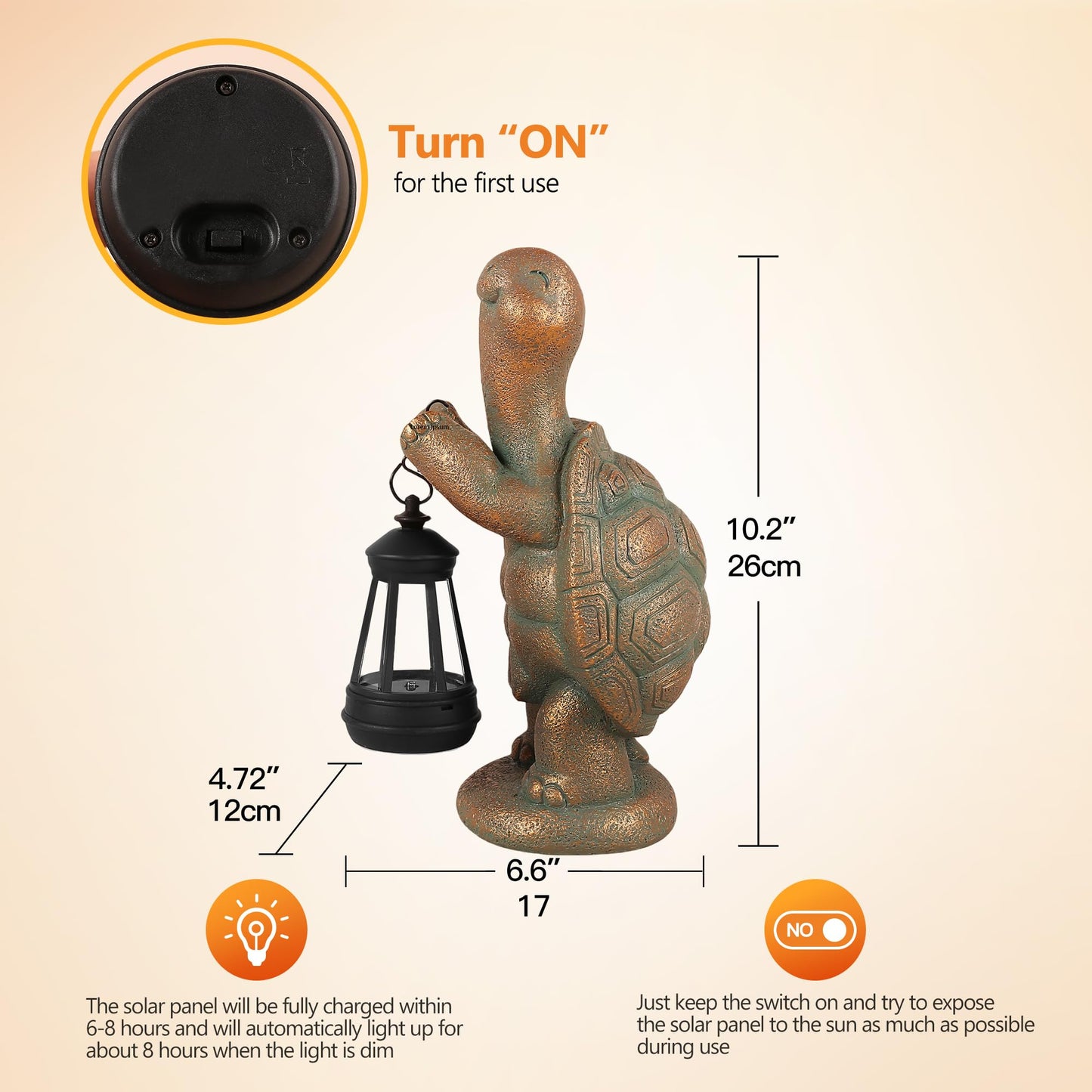 Turtle Solar Powered Outdoor Garden Statue  Resin Statue With Solar Light Lantern  Decorative Lawn  Yard Outdoor Turtle Decoration. Unique Home Decoration  Gifts For Women