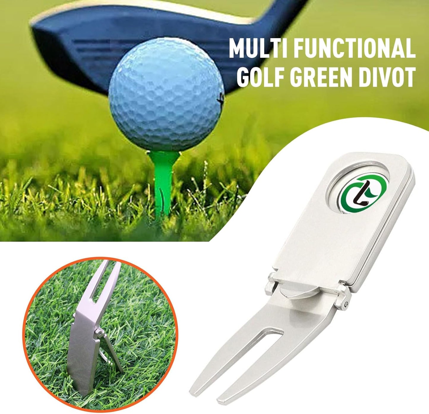 Magnetic Golf Divot Repair Tool and Ball Marker, 4 in 1 Golf Accessory Tool, Opener - Club Tee - Groove Cleaner - Putting Alignment - Designed to Be The Ultimate Tool for The Green