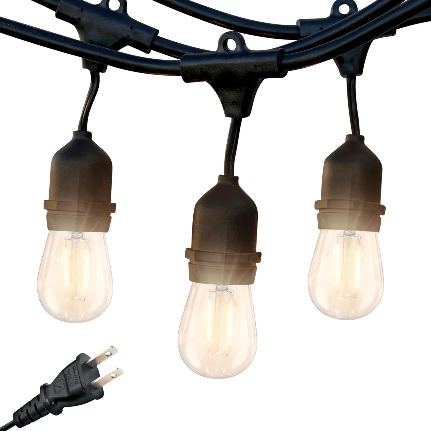 Brightech Ambience Pro Outdoor String Lights - 48 Ft, Dimmable Vintage Edison Bulbs, Waterproof, Soft White (2700K)