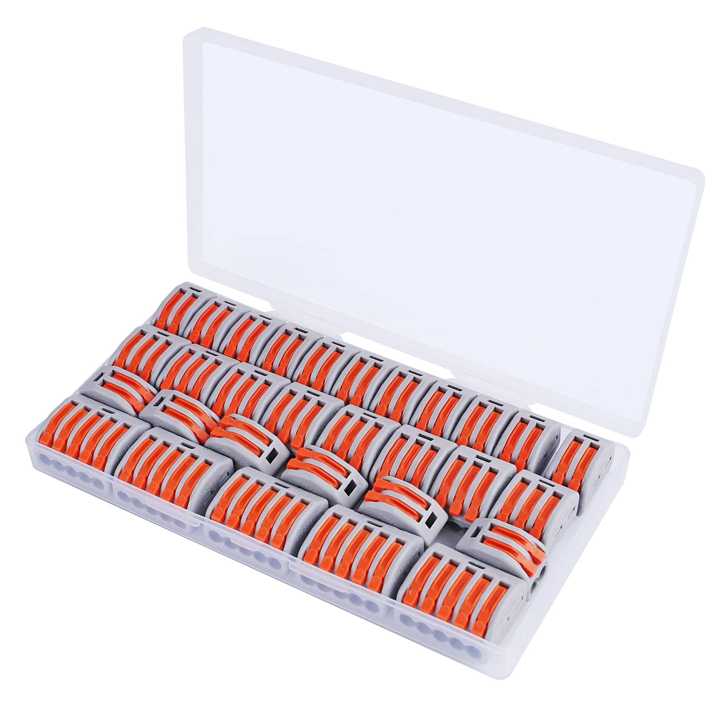 30 PCS Lever Wire Electrical Connectors Nuts Assortment Kit with 28-12 AWG, Multiple Stud2/3/5 Conductor Combination Compact, Electrical Insulated Terminals, Quick Disconnect Splicing