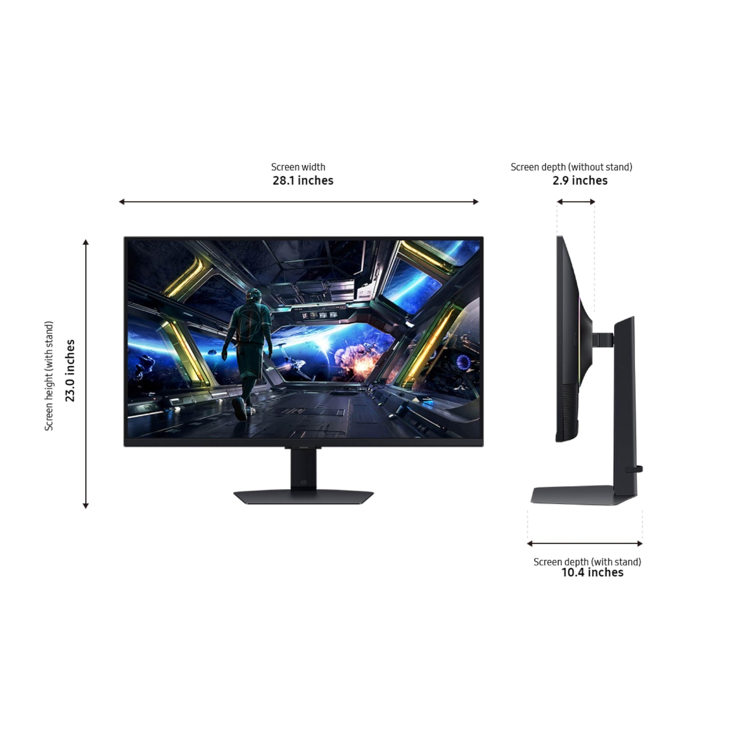 Samsung 32” Odyssey G7 (G70D) 4K UHD IPS 144Hz 1ms(GtG) Smart Gaming Monitor, G-Sync Compatible, AMD Freesync Premium, Vivid Colors, Adjustable Stand, Black Equalizer, LS32DG702ENXZA