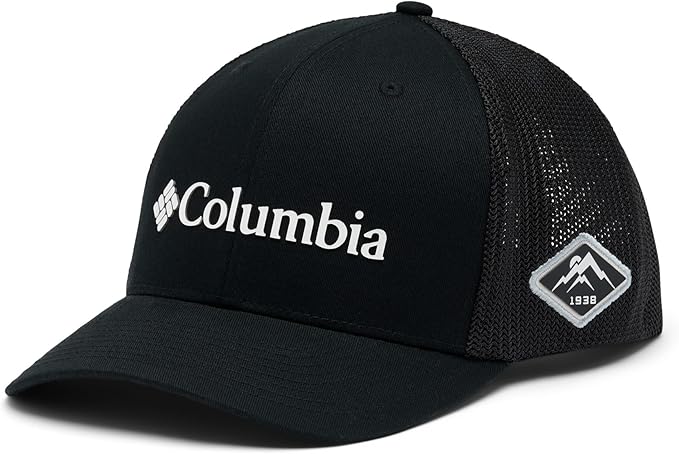 Columbia Unisex Mesh Ball Cap, Black/White, L/XL