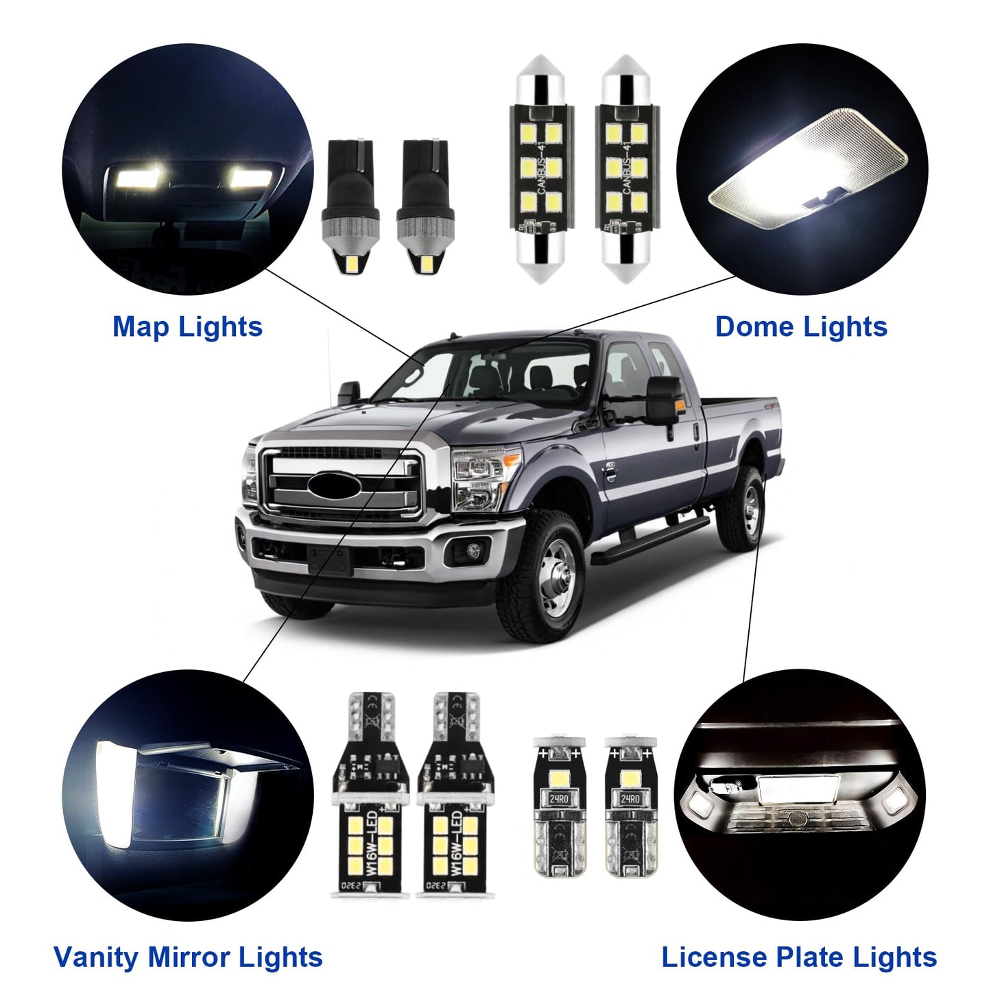 Easy Eagle Led 14Pcs F250 F350 Car Interior Lights: Super Bright Bulbs For 1999-2016 F-250 F-350 Super Duty 6000K White Led Lighting Package Kit Includes Light Accessories Install Tool