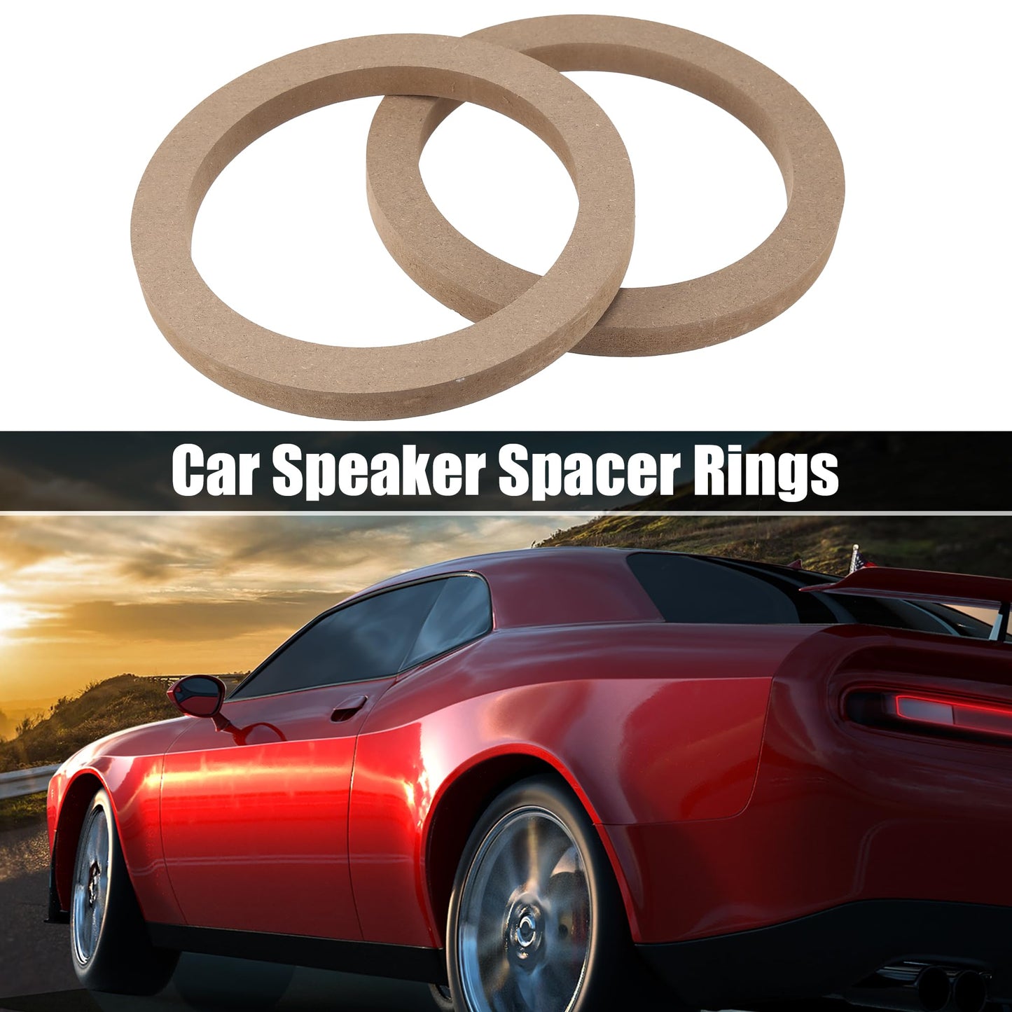 X Autohaux 4 Pcs 6.5 Universal Wooden Car Speaker Subwoofer Mounting Spacer Rings Adapter Bracket Holder Plate