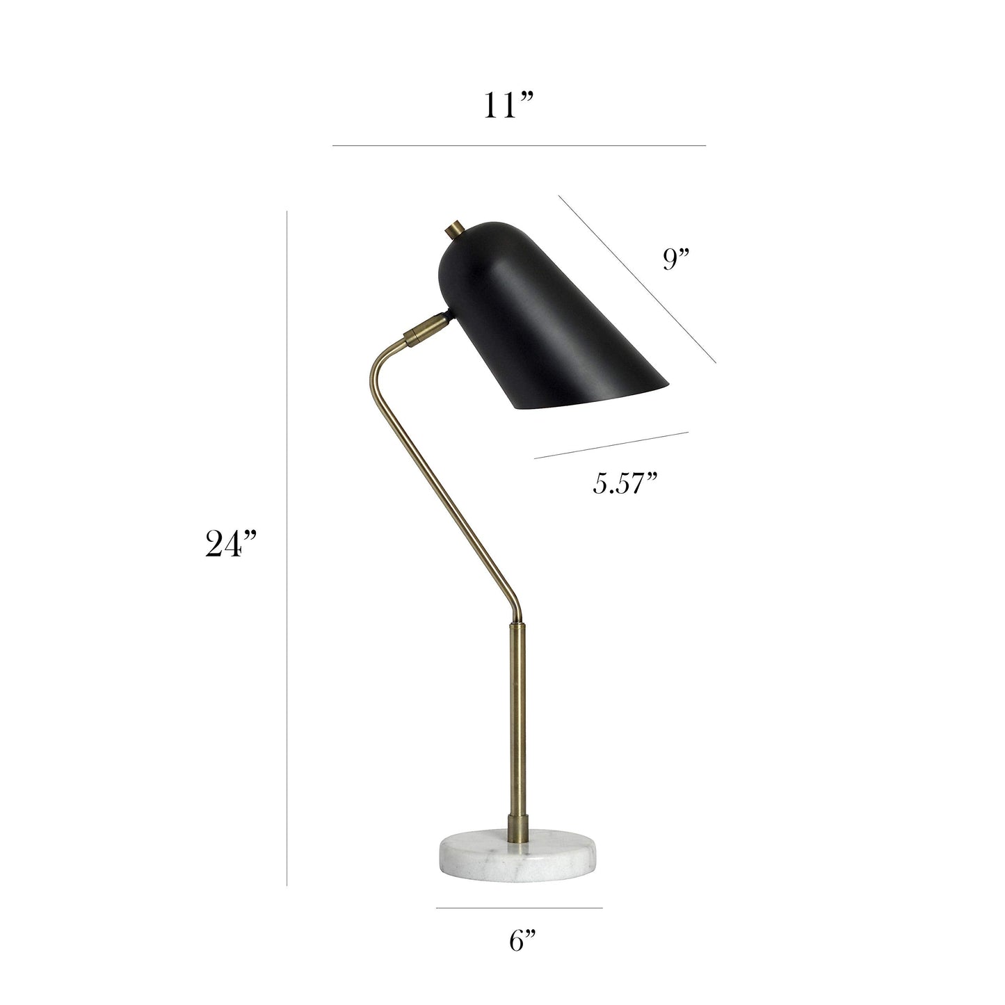 Elegant Designs Arched Desk Lamp, Antique Brass, Metal, 9.5inL x 6inW x 23.5inH, Model LD1058-ABS