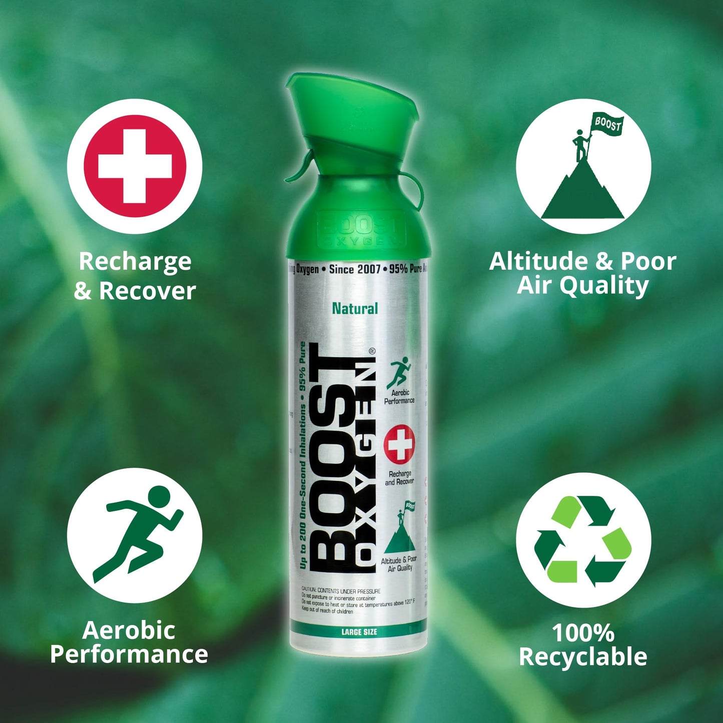 Boost Oxygen Large Natural 10L Canister (2 Pack) & Medium Natural 5L Canister (3 Pack) Bundle