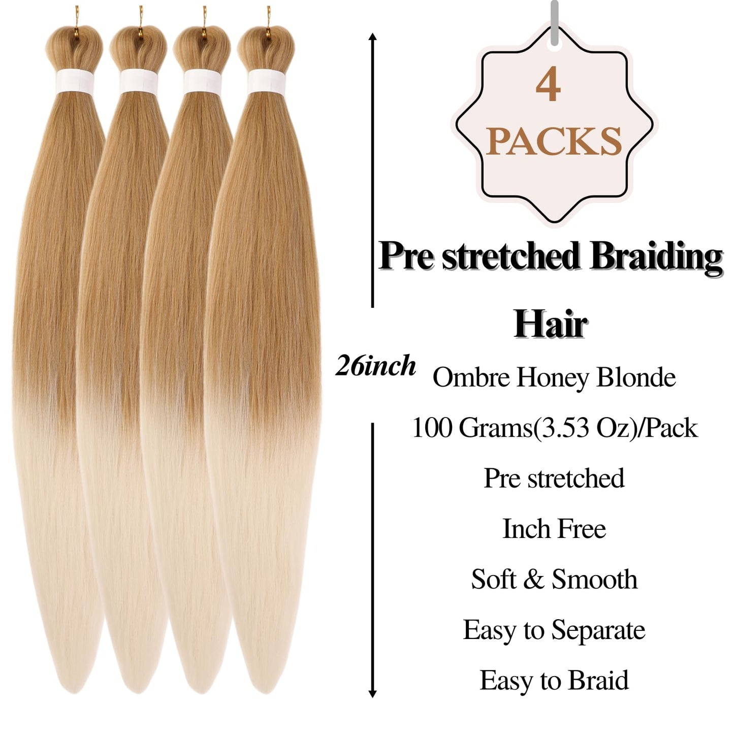Blonde Ombre Braiding Hair Pre stretched for Boho Braids Deep Wave Curly Hair for Braiding Hypoallergenic Knotless Box Braids