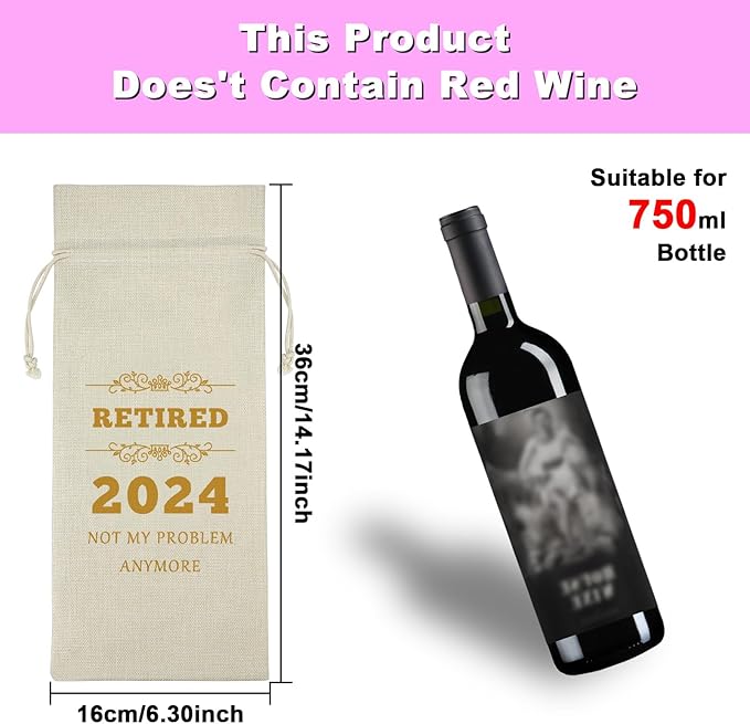 Retirement Gifts for Women Men 2024 Retirement Wine Bag for Coworker Colleague Leaving Farewell Gift for Employee Appreciation Gifts for Retired Teacher Coach Going Away Gifts for Leader Wine Gift Bag